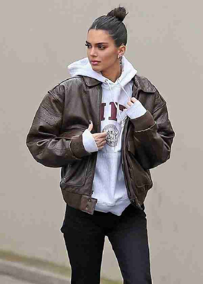 Kendall Jenner Bomber Leather Jacket