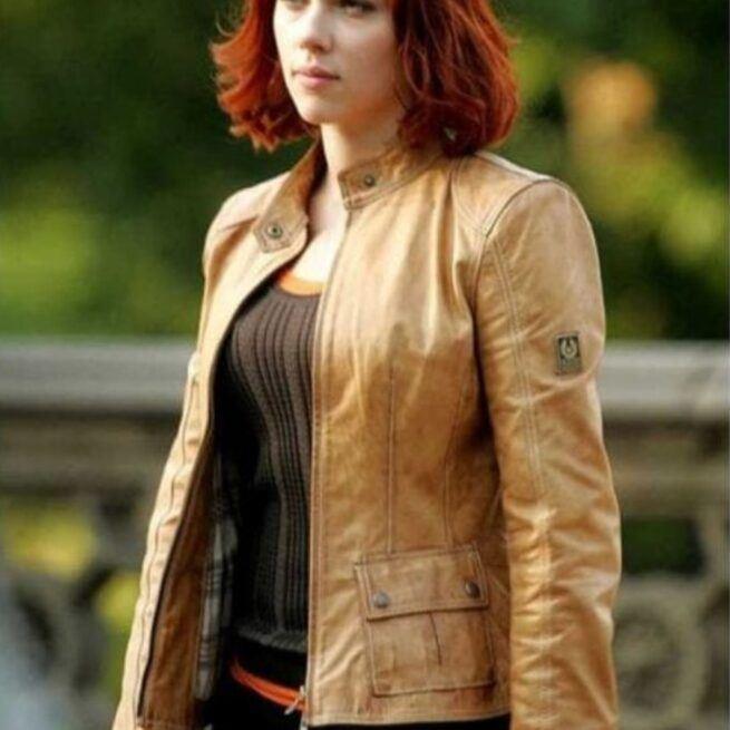 Avengers Black Widow Brown Leather Jacket