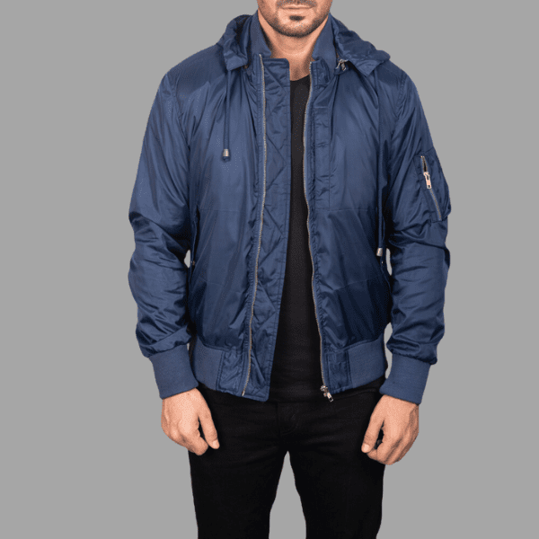 Hanklin Ma-1 Blue Hooded Bomber Jacket