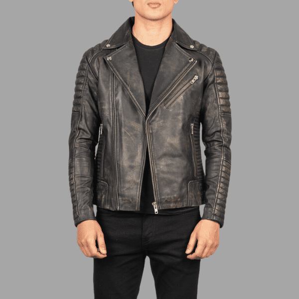 Armand Distressed Brown Leather Biker Jacket