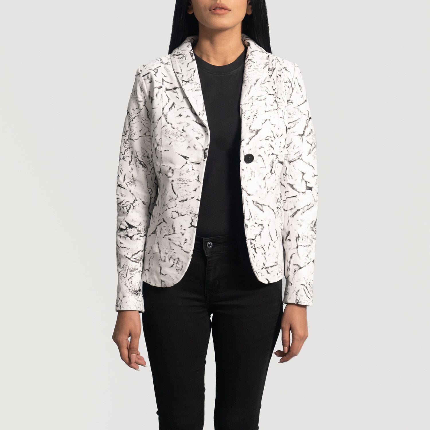 Donna Blake White Leather Blazer