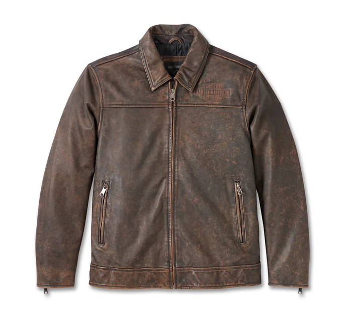 Men's Gas & Oil Leather Jacket - Brown Leather