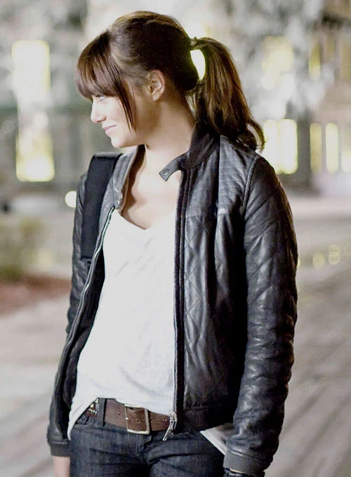 EMMA STONE ZOMBIELAND LEATHER JACKET