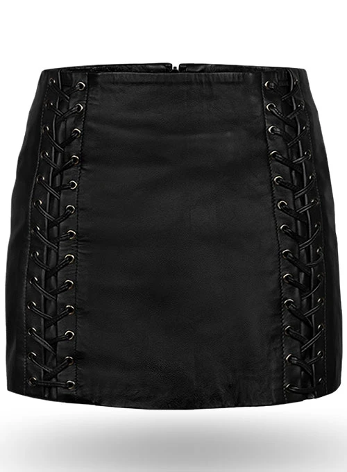 GENEVA LACE-UP LEATHER SKIRT