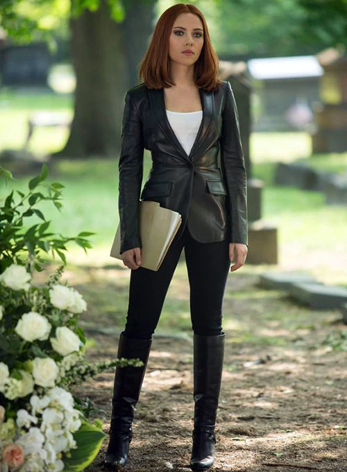 SCARLETT JOHANSSON THE WINTER SOLDIER LEATHER BLAZER