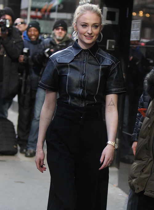 SOPHIE TURNER LEATHER SHIRT