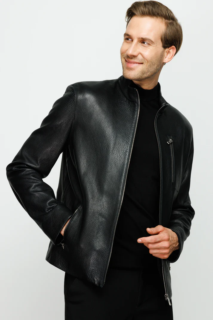 The Blanchard Black Leather Men Jacke